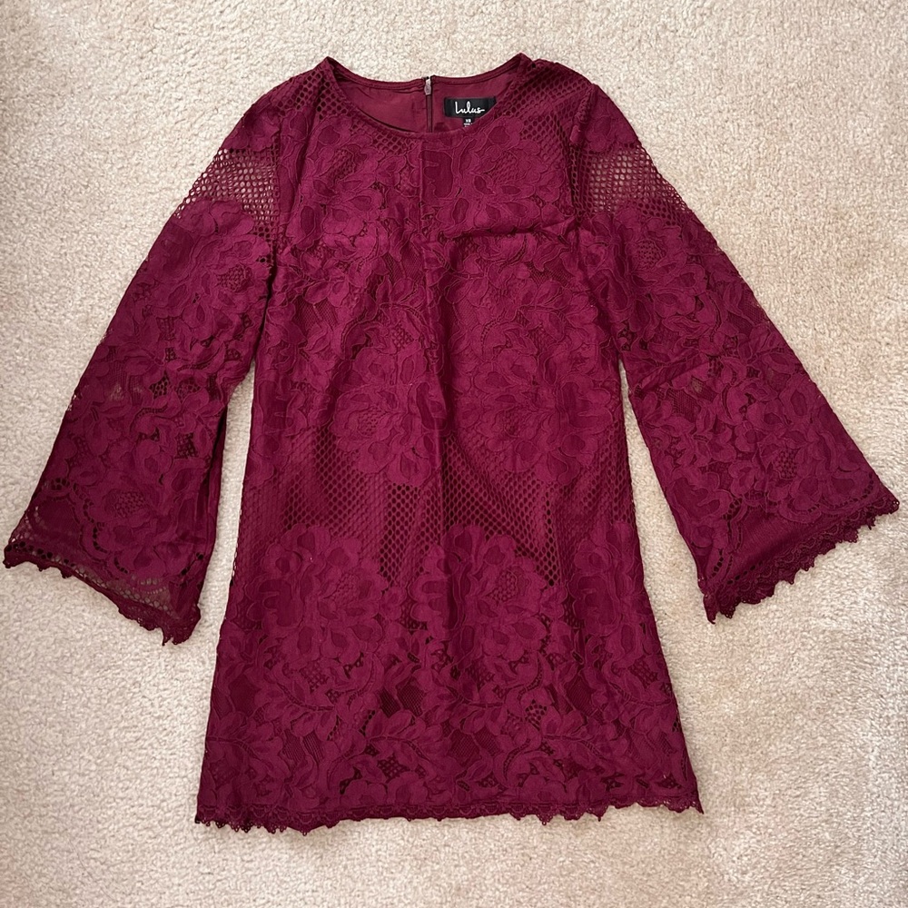Lulus Maroon Lace Dress